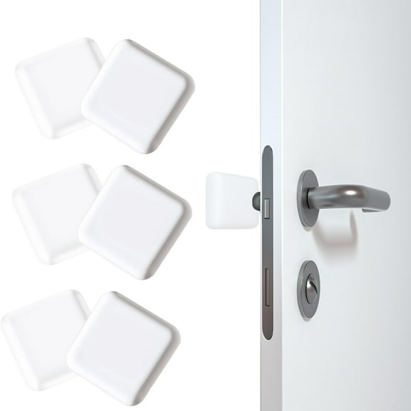 6Pcs Door Stoppers Wall Protector, Silicone Door Bumper, Self-Adhesive Wall Shield, Door Slamming Silencer, Door Knob Guard for Home, Office, School (White)