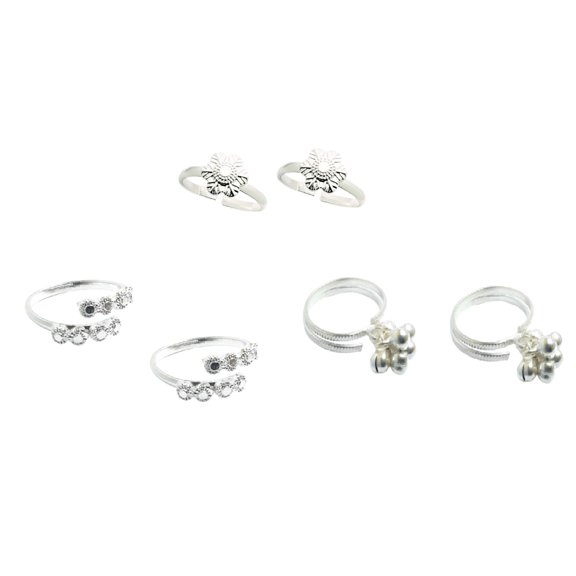 Kamada Creations Ethnic Silver Toe ring Pair Combination