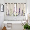 thumbnail image 3 of Purple Lavender Kitchen Curtains Short 54 Inch Length, Botanical Blossom Motif Leaves Spring Grommet Top Bedroom Living Room Curtains, Light Filtering Cafe Curtain Drapes 2 Panels Set 84''x54'', 3 of 9