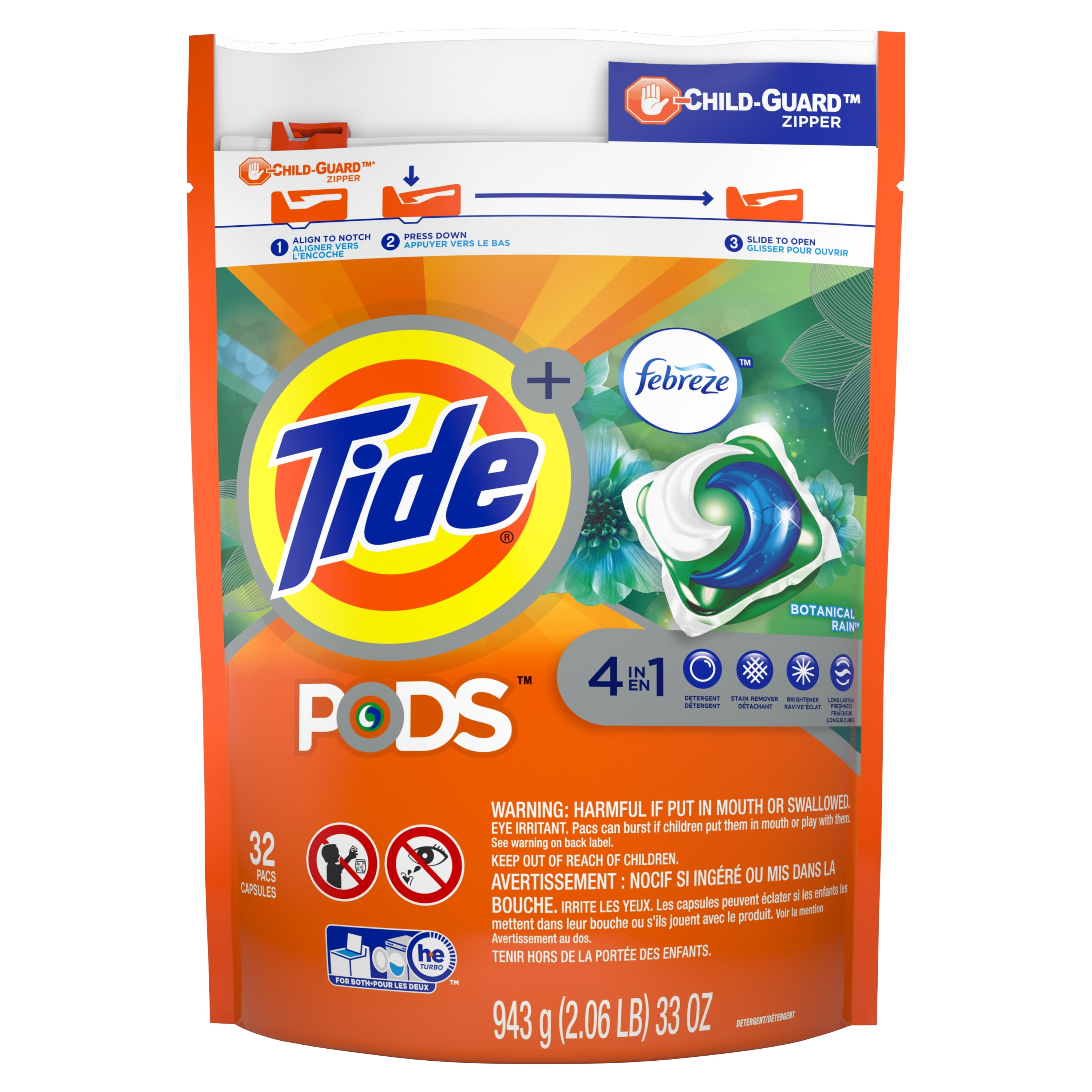 Tide PODS with Febreze, Liquid Laundry Detergent Pacs, Botanical Rain