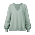 thumbnail image 3 of Jersey De Otoño, Sudadera De Mujer Con Dobladillo Suelto Patrón De Gofres Con Abertura Lateral Para El Hogar ANGGREK Otros, 3 of 6