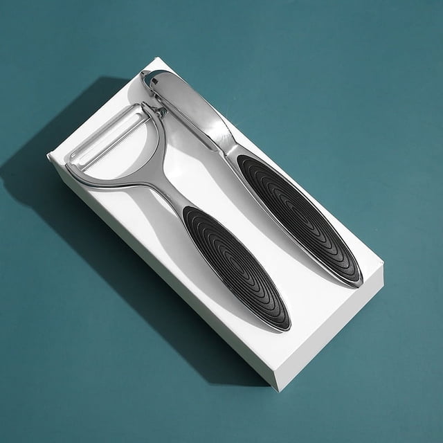 Pelador de patatas de cocina, pelador giratorio en forma de Y de acero inoxidable para verduras, zanahorias, frutas, con mango ergonómico antideslizante