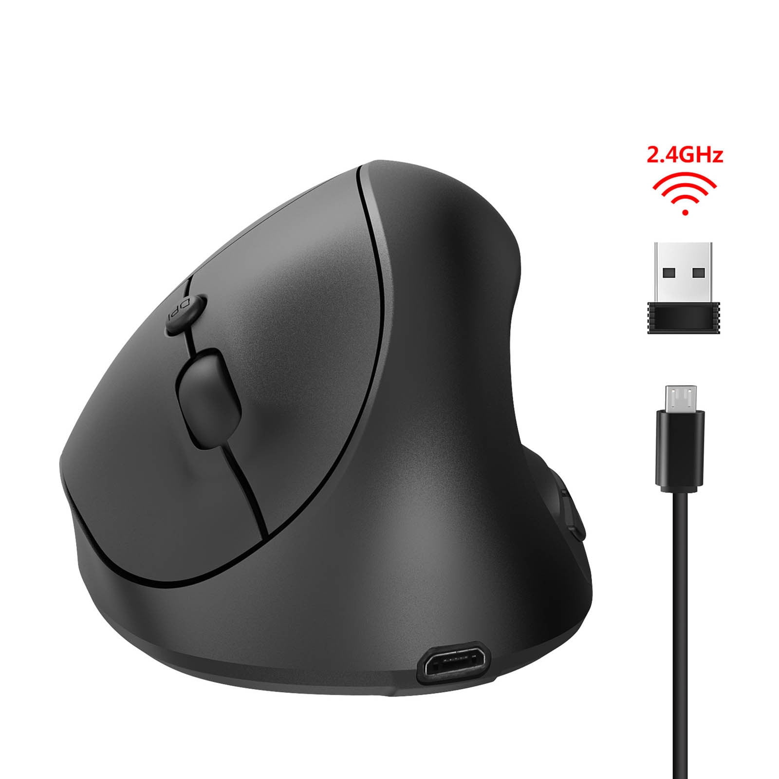 EGNMCR Mouse, Gaming Mouse 2.4G Rechargeable Wireless Vertical Mouse, Ergonomically Designed 10 Meters Control, Built-in 600mah Lithium Battery, Suitable For Office Games Wireless Mous