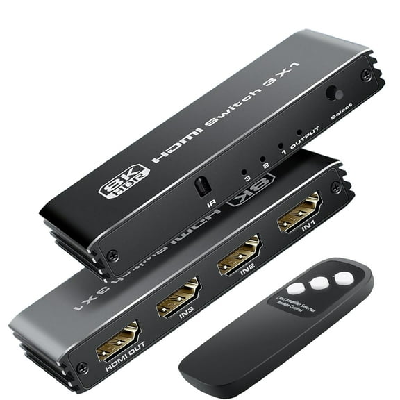 AUBEAMTO 3 Ports 8K HDMI 2.1 Switch 3 in 1 Out 4K@120Hz 8K@60Hz HDMI Switcher Splitter with Remote, Support VRR ALLM Auto-Switching HDR 10 Dolby Vision/Avmos, for PS5/4, Xbox, PC, Apple-TV