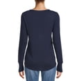 thumbnail image 3 of Time and Tru Women's Cozy Henley T-Shirt with Long Sleeves, 3 of 5
