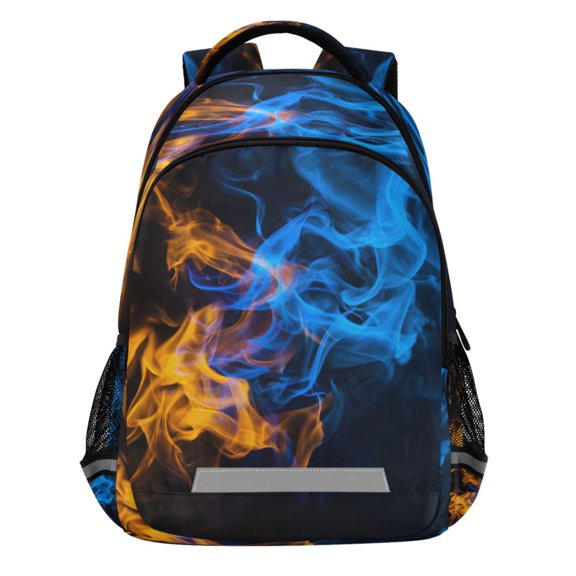 ALAZA Blue Yellow Flames Pattern Backpack Elementary School Bags Student Bookbag Travel Rucksack