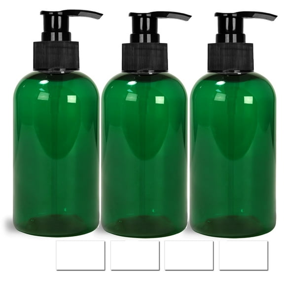 Empty Plastic Pump Bottles 16oz Green 3-pack