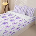 thumbnail image 3 of Homewish Cute Dog Paws Zipper Queen Comforter Set with Fitted Sheet and 2 Pillowcases,Heart Bowknot Zipper Bedding Set,Purple,Reversible,4pcs, 3 of 8