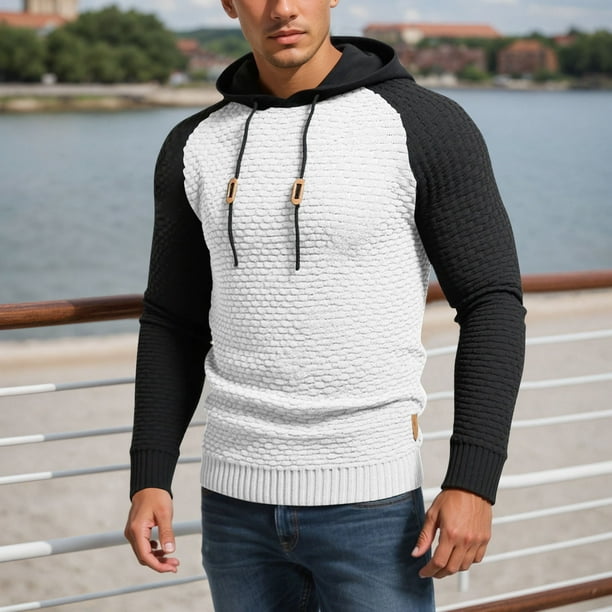 WILLBEST Sudaderas En Pareja Men'S Colour Blocked Small Checkered Long Sleeved Pullover Casual Slim Fit Hoodie XXGrande