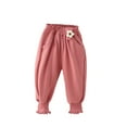 thumbnail image 3 of LZHGirlshop Toddler Girls Flare Pants with Ruffle Pull On Lightweight Solid Color Baggy Wide Leg Bell Bottoms Cute Pants,Pink,5T, 3 of 6