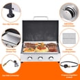 thumbnail image 3 of 3-Burner Propane Gas BBQ Grill & Stainless Steel Plancha Combo, Portable for Camping & Backyard, with Regulator & Adapter, Cast Iron Grates, Enamel Body, 3 of 7