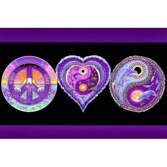 Peace Love & Happiness - Laminated Non-Flocked Blacklight Reactive Poster 36.5 x 24.5 inch