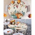 thumbnail image 6 of Round Fitted Tablecloths with Elastic Edge Thanksgiving Pumpkin Eucalyptus Leaf Waterproof Wipeable Table Cover for Kitchen Dining Party Decor Fall Plant Berry on Linen Table Clothes,45" - 54", 6 of 6