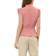 thumbnail image 3 of INSPIRAR CHIC Blusa de Peplum con Cuello Fruncido y Mangas con Volantes para Mujeres XL Rosa, 3 of 5