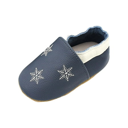 

XYIJANI Deals Kids Christmas Baby Slippers Soft Leather Baby Slippers Non-Slip Baby Girl Slippers Baby Boy Leather Slippers (Sky Blue 20)