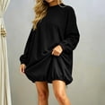 thumbnail image 2 of Lenpel Long Sweatshirt for Women Fall Oversized Long Sleeve Crew Neck Pullover Tops Loose Drawstring Hem Shirts(Black,Large), 2 of 7