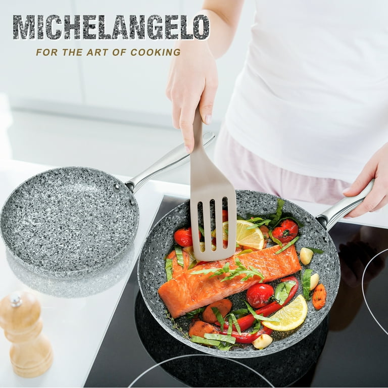  MICHELANGELO Frying Pan with Lid 8' & 10, Hard Anodized Frying  Pan Nonstick Skillet: Home & Kitchen