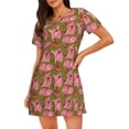 thumbnail image 1 of Fotbe Cartoon Pigs Bata de Dormir para Mujer con Estampado, Camisón de Algodón de Manga Corta, Ropa de Dormir Casual, 1 of 6