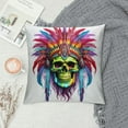 thumbnail image 2 of MDO  Indian Skull with Flowers One Throw Pillow with Cover for Couch Bed Sofa, 18 x 18 Decorative Pillows w/Case, 2 of 5