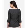 thumbnail image 2 of Prettify Women's Rayon Embroidered Regular Top Round Neck 3/4 Sleeve Top! This regular dark grey top features a round neck, 3/4-sleeves, embroidery, and is a perfect wardrobe staple for parties., 2 of 5