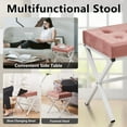thumbnail image 3 of Tcbosik Soft Pink Upholstered Ottoman - 17" Velvet Tufted Vanity Stool with X-Shaped Metal Legs, 300LBS Capacity Footrest for Home Decor & Living Space, 3 of 6