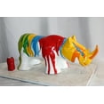 thumbnail image 2 of Nifao Fiberglass Rhino Statue Dynamic Presence with Paint Droplets – Home Decor Sculpture, 30"L x 12"W x 12"H, 2 of 12