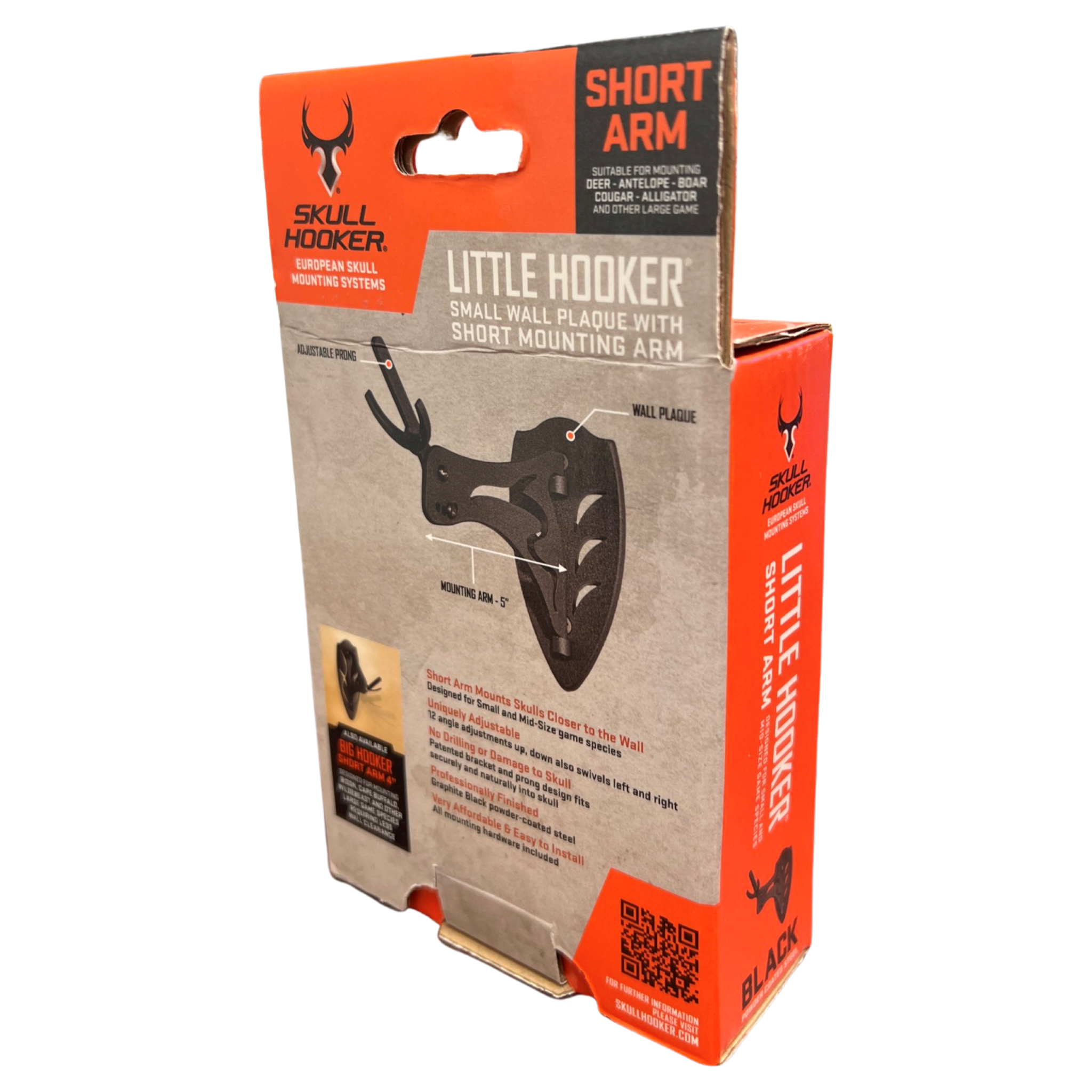 Skull Hooker Mini Hooker Trophy Mount - Black Powder-Coated Steel For Small Skulls (Deer, Etc.)