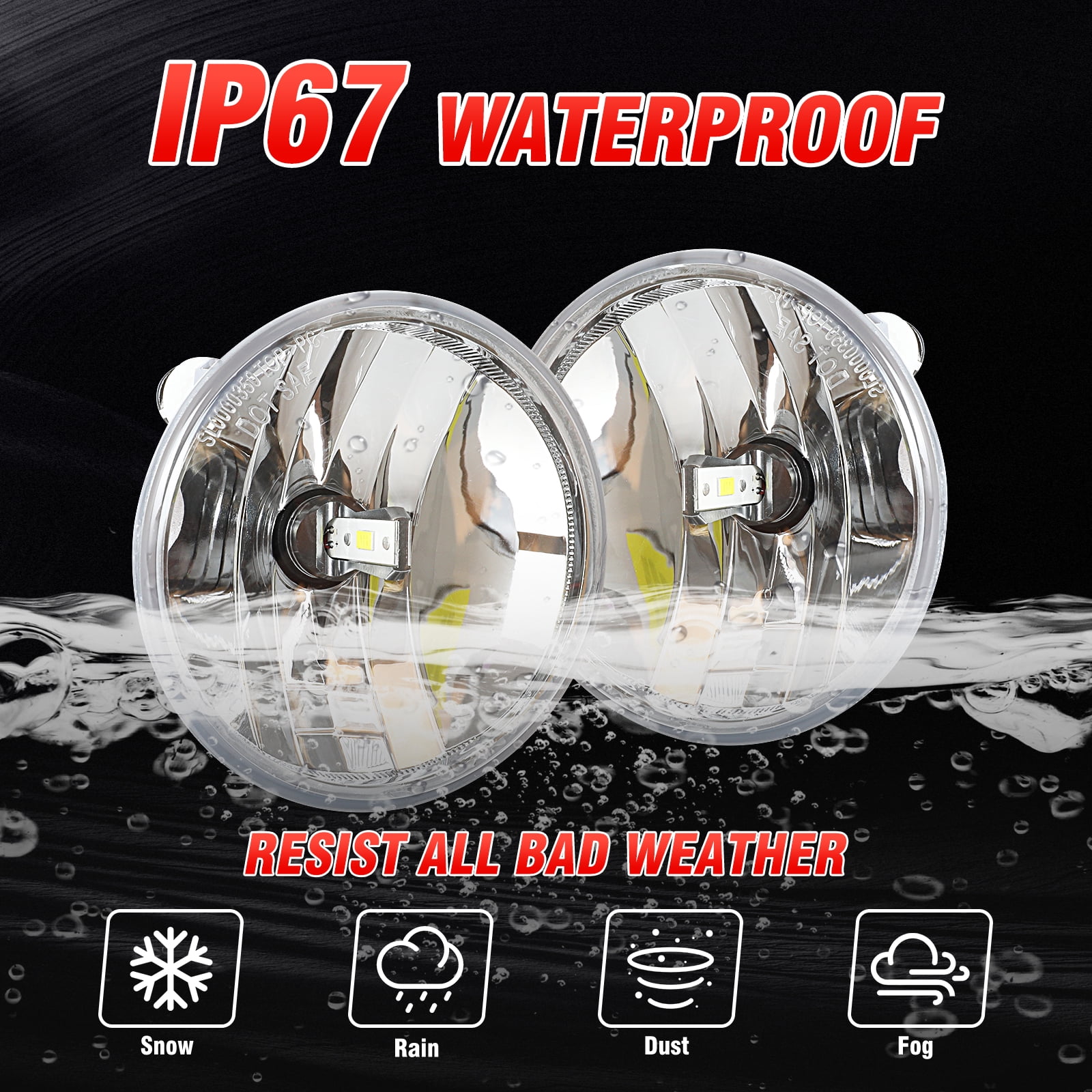 Quayub LED Fog Lights Kit for 2007-2012 Ford Escape - 6000K Xenon White, IP67 Waterproof, DOT Certified, Plug and Play (2-Pack)