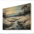 thumbnail image 2 of Designart "Riverside Tranquility in Winter I" Landscapes Print on Natural Pine Wood, 2 of 5