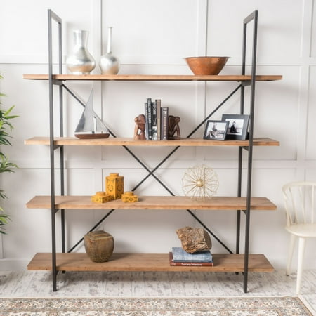 Wessly Antique Firwood and Iron Bookcase