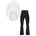 thumbnail image 2 of Kaerm Mens 2 Piece Latin Dance Outfits Long Sleeve Ballet Tango Ballroom Dance Leotard with Pants White&Black M, 2 of 7