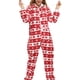 thumbnail image 1 of Conjunto de pijama de satén grueso supersuave para mujer con estampado navideño con capucha y cremallera, 1 of 4