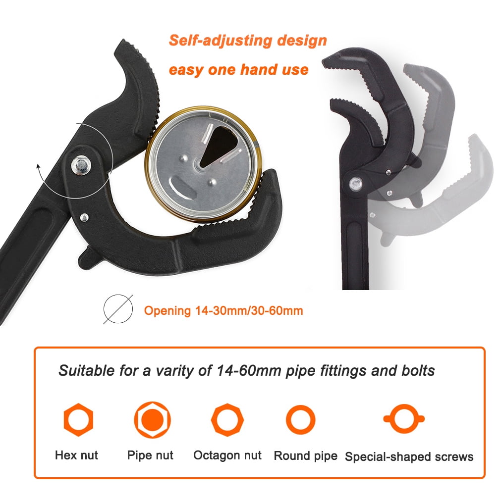LEJOSTOL Multi-function Magic Wrench Universal Adjustable Wrenches, 2-Piece Pipe Wrench Set 10.5 and 15-Inch with Storage Bag