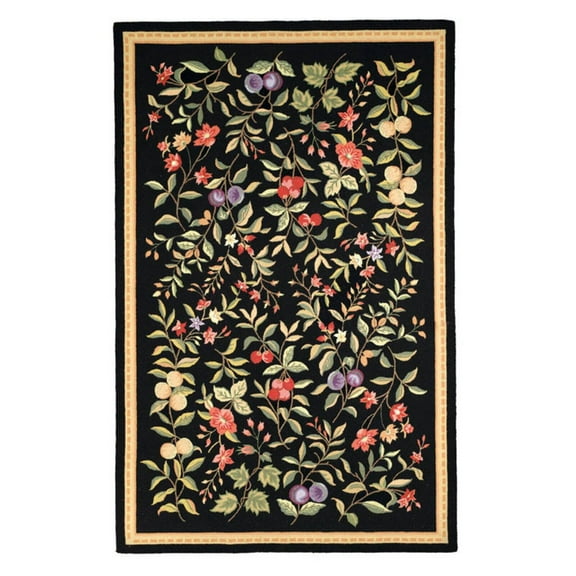 SAFAVIEH Chelsea Dania Floral Wool Area Rug, Black, 2'6" x 4'