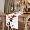 thumbnail image 2 of Red Spring Floral Table Runner, Birds Branches Watercolor Flowers Washable Cotton Linen Table Runners 72 Inches Long, Dresser Scarf Runner for Dining/Coffee/Kitchen/TV Stands/Cabinets 13''x72'', 2 of 9