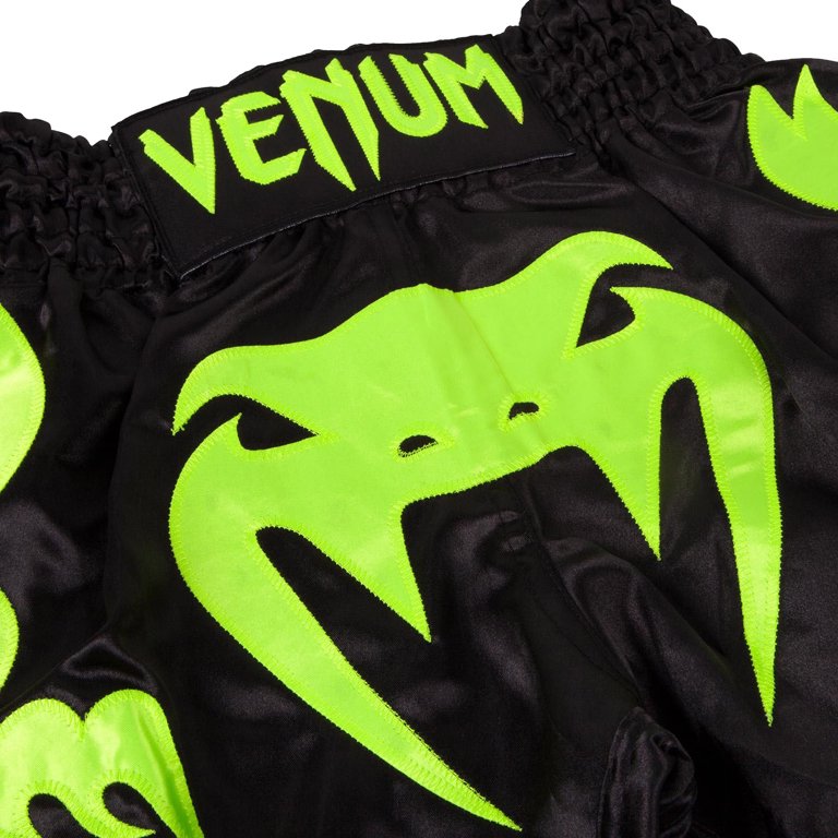 Venum Logos Muay Thai Shorts - Black/Neo Yellow