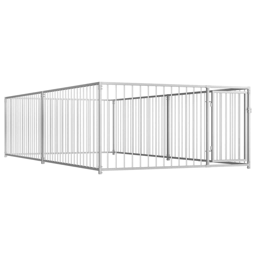 vidaXL Dog Kennel Silver Steel 39.4 x 39.4 x 39.4 in Tough Dog Kennel