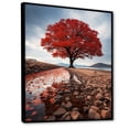 thumbnail image 2 of Designart "Monochrome Red And Grey Tree silence I" Landscape Trees Floater Framed Canvas Print, 2 of 7