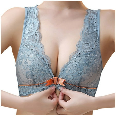 Xiaoxatg Women Sexy Lace Front Button Shaping Cup Adjustable Shoulder Strap Large Size Underwire Bra Easy Lingerie