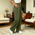 thumbnail image 6 of Zeliretfy Women's Pants Straight Leg Elastic Waist Sweatpants Waist Pockets Loose Casual Jogger Pants, 6 of 8