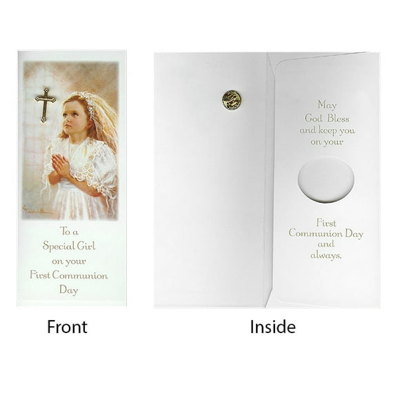 Roman Girl First Communion Cross Pin with Money Gift Card - Set of 24