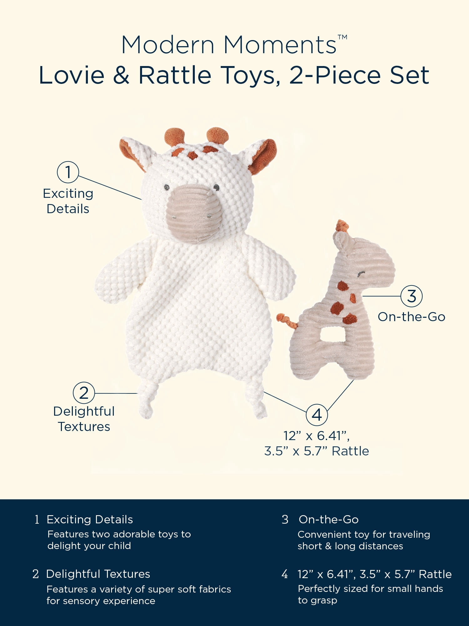 Modern Moments by Gerber Infant Unisex Plush Velboa Lovie & Rattle