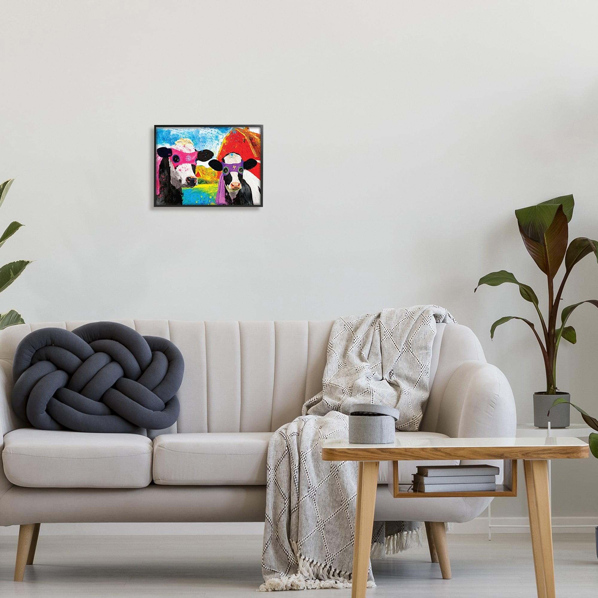 Stupell Industries Superhero Farm Cows Masks Capes Red Barn Framed Wall Art, 20 x 16, Design by Porter Hastings