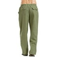 thumbnail image 4 of Pantalones de lino y algodón para hombre, ropa transpirable de Color sólido, informal, con cintura elástica, para Fitness, Verano, 4 of 5
