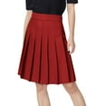 thumbnail image 2 of Women's High Waist Pleated Skirt Solid Color A-Line Midi Skirt Knee Length Skorts Lace Skirt 5XL, 2 of 9