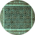 thumbnail image 1 of Ahgly Company Machine Washable Indoor Round Persian Turquoise Blue Traditional Area Rugs, 5' Round, 1 of 4