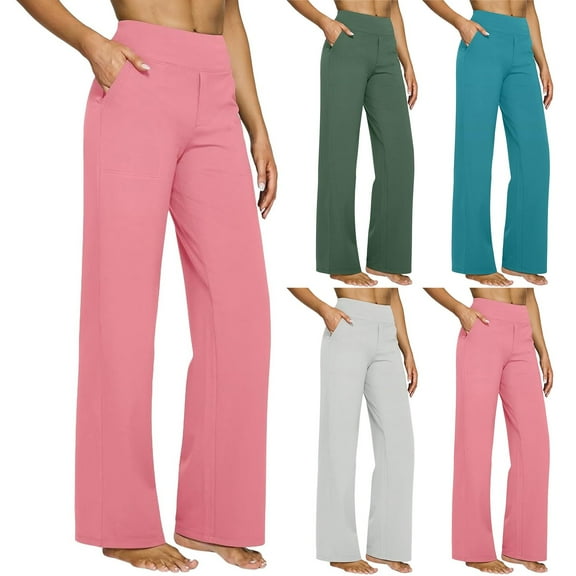 Women's Versatile Wide Leg Yoga Pants with Pockets Comfortable Trousers for Work Casual and Athletic Wear