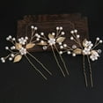 thumbnail image 6 of Pearl Wedding Hair Pins U-Shaped Gold Leaf Hair Accessories Head Pieces for Bride Women Girls Party, 6 of 6