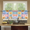 thumbnail image 4 of Yayeee Kitchen Curtains Tier Set of 2 Light Filtering 57"x36" Over Sink Window Panels, Blue Flowers, 4 of 7