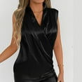thumbnail image 2 of Women's V Neck Sleeveless Blouse Summer Party Top with Ruffled Collar Soft Lightweight Comfortable for Spring and Casual Wear, 2 of 9